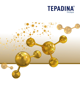 Tepadina brand image with molecular illustration